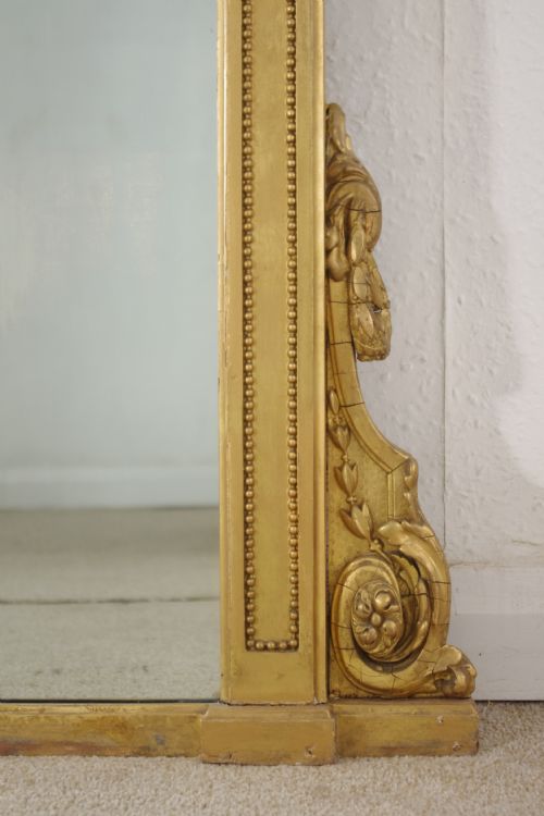 VICTORIAN GILT LARGE OVERMANTLE MIRROR WITH 'PUTTO' CRESTING - ADDITIONAL PHOTO 11