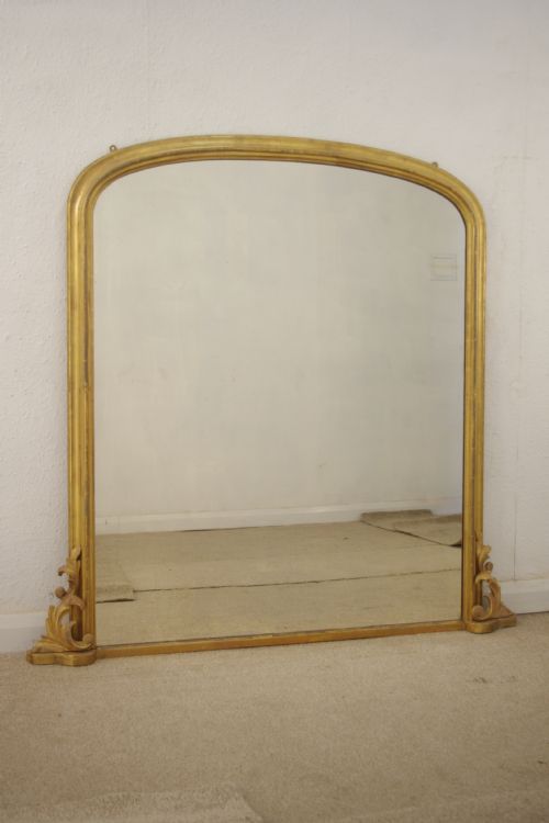 victorian gilt arch top overmantle mirror - CATEGORY: ANTIQUE MIRRORS - DATED 1880