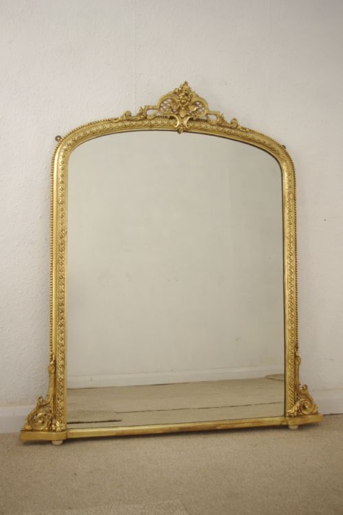 victorian gilt arch top overmantle mirror - CATEGORY: ANTIQUE MIRRORS - DATED 1880