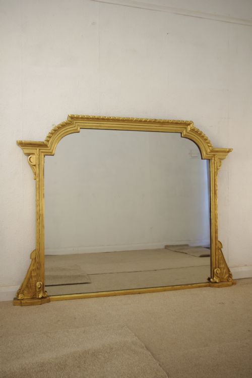 victorian gilt wood large overmantle mirror - CATEGORY: ANTIQUE MIRRORS - DATED 1880