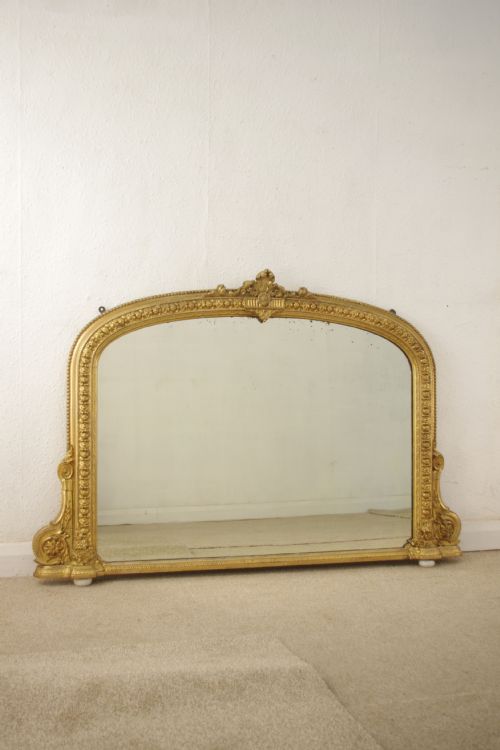 victorian gilt arch top overmantle mirror - CATEGORY: ANTIQUE MIRRORS - DATED 1880