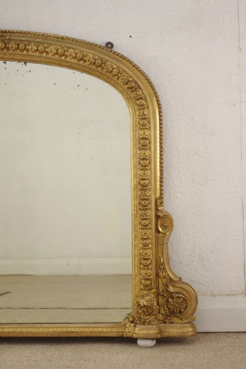 VICTORIAN GILT ARCH TOP OVERMANTLE MIRROR - ADDITIONAL PHOTO 3