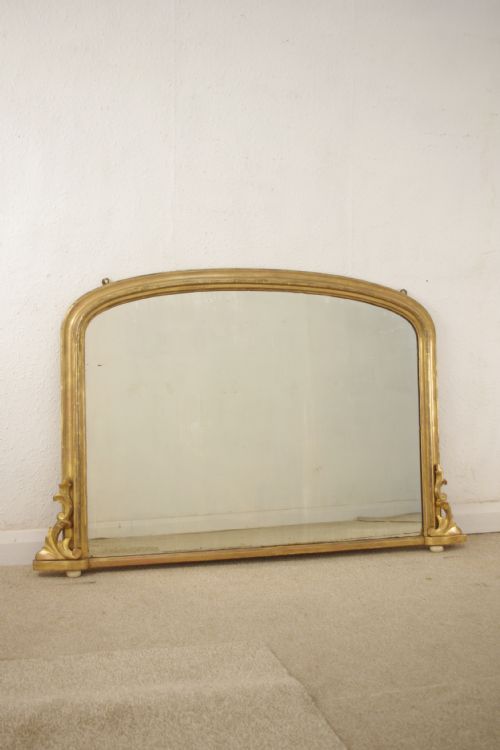 victorian gilt arch top overmantle mirror - CATEGORY: ANTIQUE MIRRORS - DATED 1880