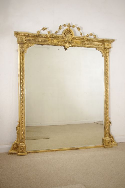 victorian gilt large overmantle mirror - CATEGORY: ANTIQUE MIRRORS - DATED 1870