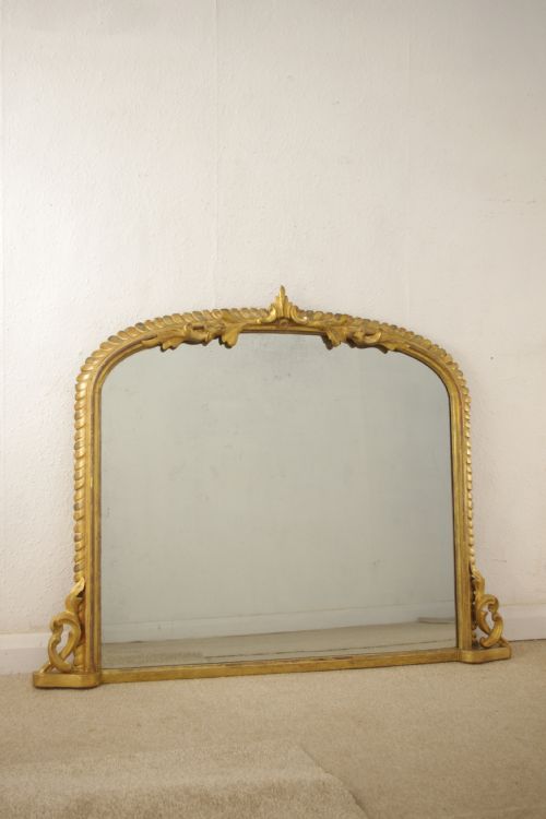 victorian gilt wood arch top overmantle mirror - CATEGORY: ANTIQUE MIRRORS - DATED 1870