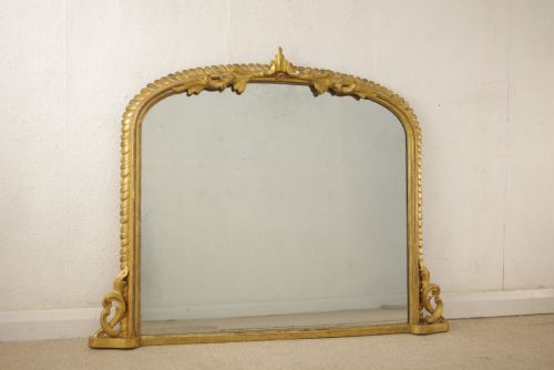 VICTORIAN GILT WOOD ARCH TOP OVERMANTLE MIRROR - ADDITIONAL PHOTO 1