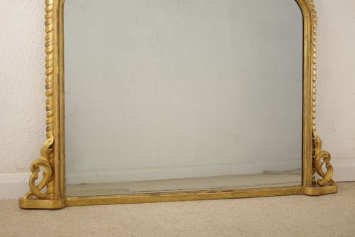 VICTORIAN GILT WOOD ARCH TOP OVERMANTLE MIRROR - ADDITIONAL PHOTO 7