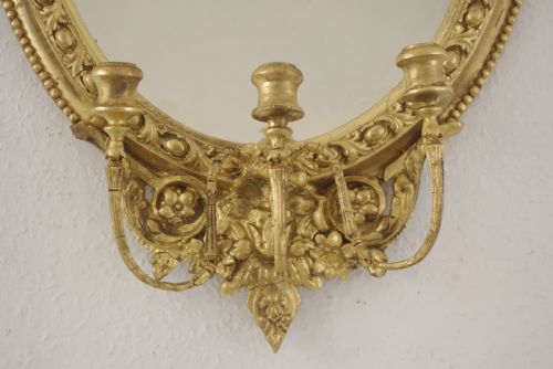 PAIR OF VICTORIAN GILT OVAL GIRANDOLE MIRRORS WITH PUTTO CRESTING - ADDITIONAL PHOTO 7