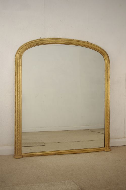 victorian gilt large arch top overmantle mirror - CATEGORY: ANTIQUE MIRRORS - DATED 1880