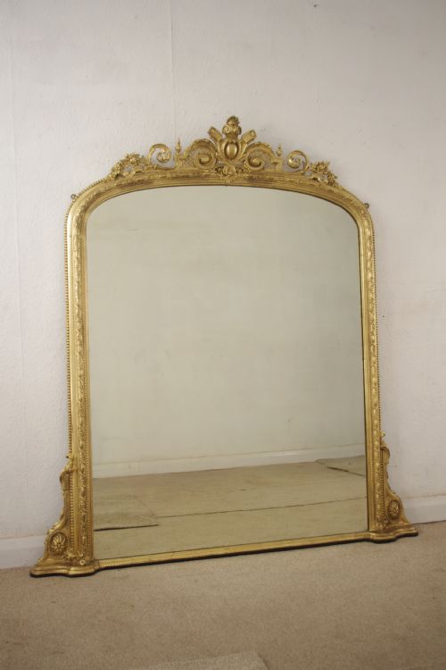 victorian gilt arch top overmantle mirror - CATEGORY: ANTIQUE MIRRORS - DATED 1870