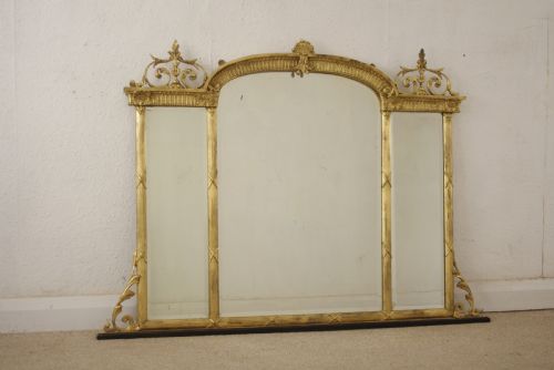 VICTORIAN GILT TRIPLE PLATE OVERMANTLE MIRROR - ADDITIONAL PHOTO 1