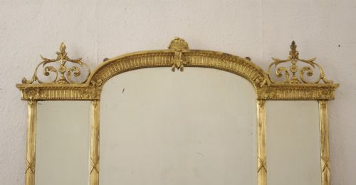 VICTORIAN GILT TRIPLE PLATE OVERMANTLE MIRROR - ADDITIONAL PHOTO 3