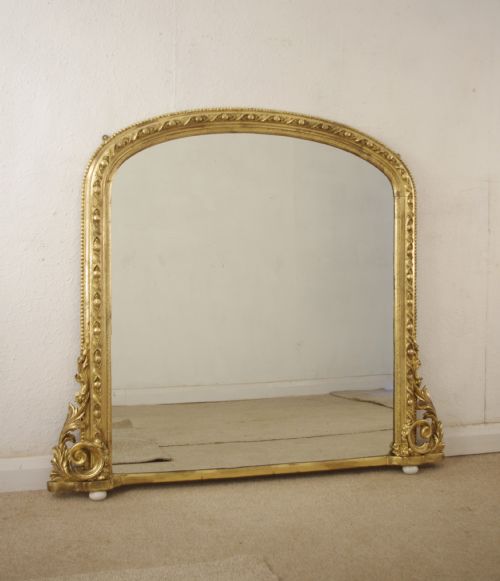 victorian gilt arch top overmantle mirror - CATEGORY: ANTIQUE MIRRORS - DATED 1880