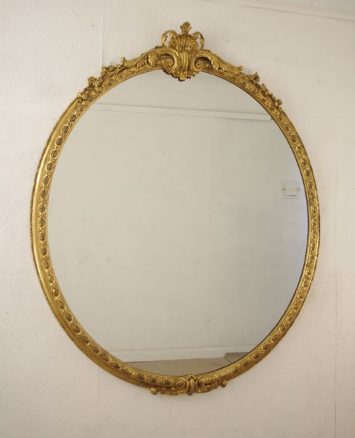 victorian gilt large oval overmantle mirror - CATEGORY: ANTIQUE MIRRORS - DATED 1870