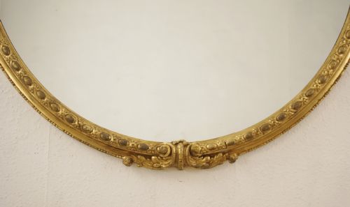 VICTORIAN GILT LARGE OVAL OVERMANTLE MIRROR - ADDITIONAL PHOTO 5