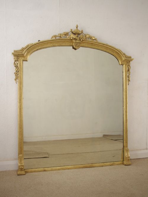 victorian gilt arch top overmantle mirror - CATEGORY: ANTIQUE MIRRORS - DATED 1870