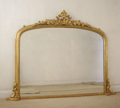 victorian gilt wood arch top large overmantle mirror - CATEGORY: ANTIQUE MIRRORS - DATED 1880