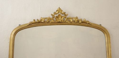VICTORIAN GILT WOOD ARCH TOP LARGE OVERMANTLE MIRROR - ADDITIONAL PHOTO 1