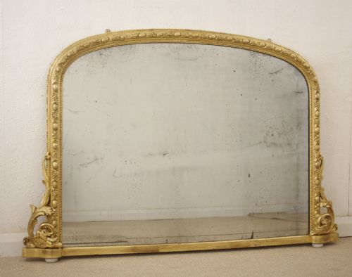 victorian gilt large arch top overmantle mirror - CATEGORY: ANTIQUE MIRRORS - DATED 1870
