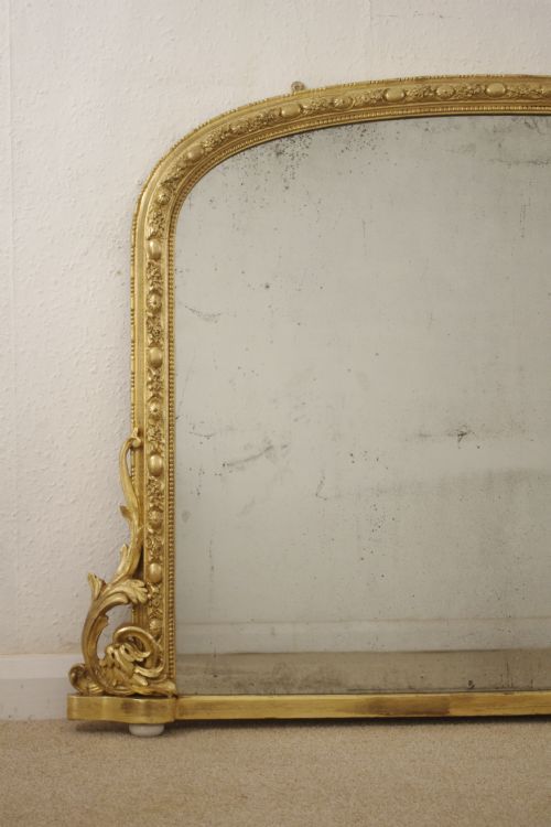 VICTORIAN GILT LARGE ARCH TOP OVERMANTLE MIRROR - ADDITIONAL PHOTO 1