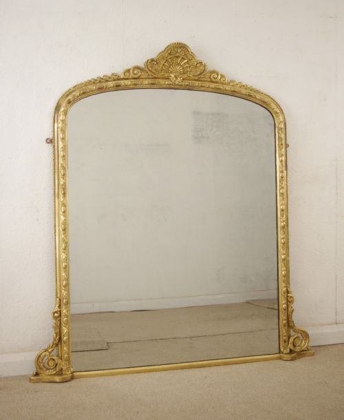 victorian gilt arch top overmantle mirror - CATEGORY: ANTIQUE MIRRORS - DATED 1870