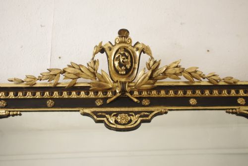 VICTORIAN EBONISED AND PARCELGILT LARGE OVERMANTLE MIRROR - ADDITIONAL PHOTO 2