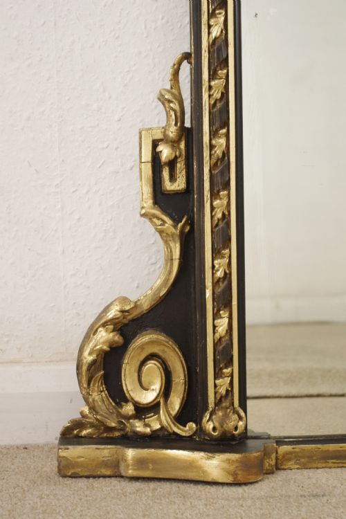 VICTORIAN EBONISED AND PARCELGILT LARGE OVERMANTLE MIRROR - ADDITIONAL PHOTO 7