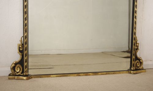 VICTORIAN EBONISED AND PARCELGILT LARGE OVERMANTLE MIRROR - ADDITIONAL PHOTO 9