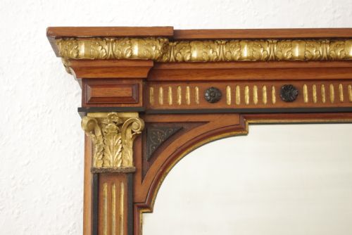 VICTORIAN MAHOGANY AND PARCELGILT OVERMANTLE MIRROR - ADDITIONAL PHOTO 3