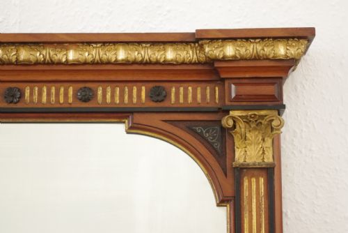 VICTORIAN MAHOGANY AND PARCELGILT OVERMANTLE MIRROR - ADDITIONAL PHOTO 4