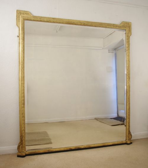 very large victorian gilt overmantle mirror - CATEGORY: ANTIQUE MIRRORS - DATED 1880