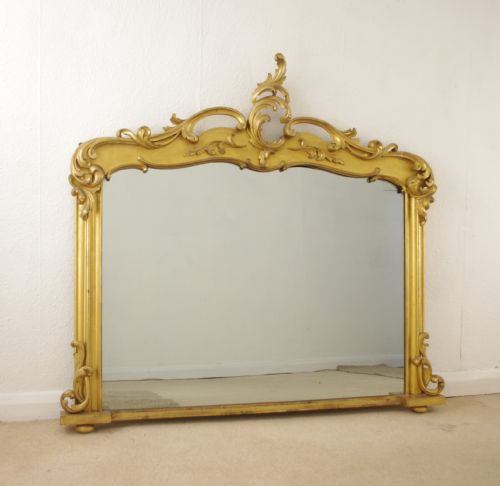 victorian gilt wood overmantle mirror - CATEGORY: ANTIQUE MIRRORS - DATED 1870