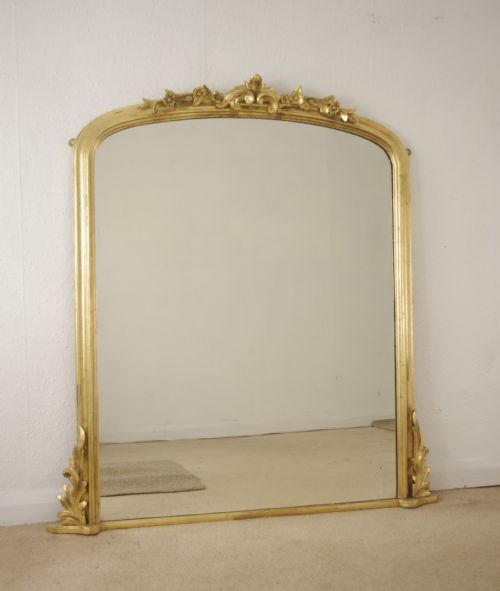 victorian gilt wood large arch top overmantle mirror - CATEGORY: ANTIQUE MIRRORS - DATED 1880