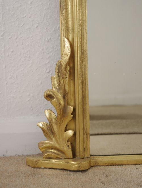 VICTORIAN GILT WOOD LARGE ARCH TOP OVERMANTLE MIRROR - ADDITIONAL PHOTO 5