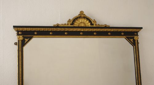 VICTORIAN EBONISED AND PARCELGILT LARGE OVERMANTLE MIRROR - ADDITIONAL PHOTO 3