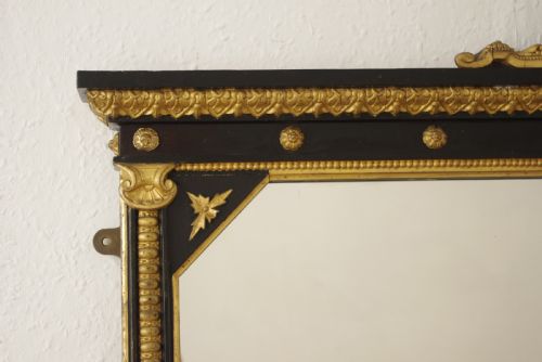 VICTORIAN EBONISED AND PARCELGILT LARGE OVERMANTLE MIRROR - ADDITIONAL PHOTO 4