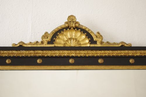 VICTORIAN EBONISED AND PARCELGILT LARGE OVERMANTLE MIRROR - ADDITIONAL PHOTO 6