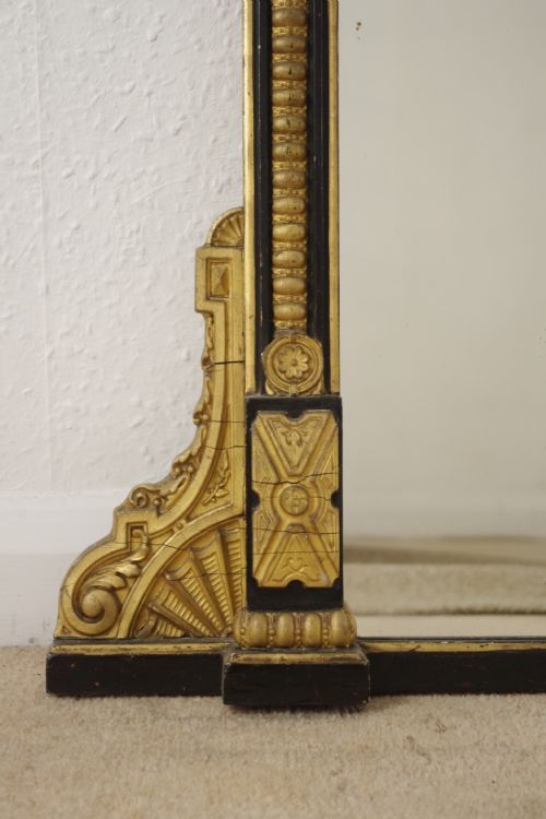 VICTORIAN EBONISED AND PARCELGILT LARGE OVERMANTLE MIRROR - ADDITIONAL PHOTO 7