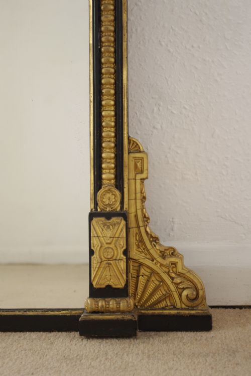 VICTORIAN EBONISED AND PARCELGILT LARGE OVERMANTLE MIRROR - ADDITIONAL PHOTO 8