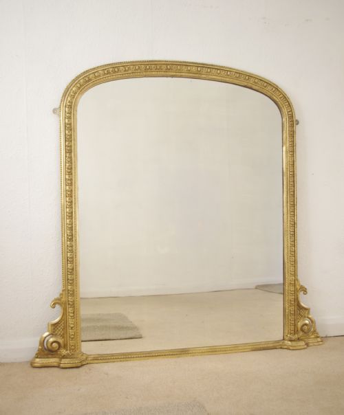 victorian gilt large arch top overmantle mirror - CATEGORY: ANTIQUE MIRRORS - DATED 1870