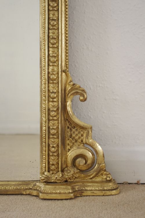 VICTORIAN GILT LARGE ARCH TOP OVERMANTLE MIRROR - ADDITIONAL PHOTO 5