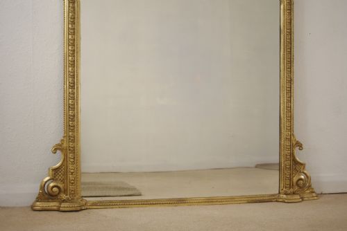 VICTORIAN GILT LARGE ARCH TOP OVERMANTLE MIRROR - ADDITIONAL PHOTO 6