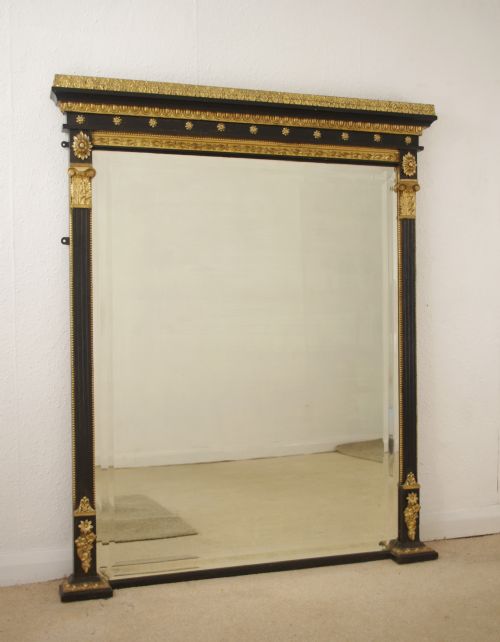 victorian ebonised and parcelgilt overmantle mirror - CATEGORY: ANTIQUE MIRRORS - DATED 1870