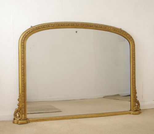 victorian gilt large arch top overmantel mirror - CATEGORY: ANTIQUE MIRRORS - DATED 1860