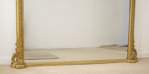 VICTORIAN GILT LARGE ARCH TOP OVERMANTEL MIRROR - ADDITIONAL PHOTO 8