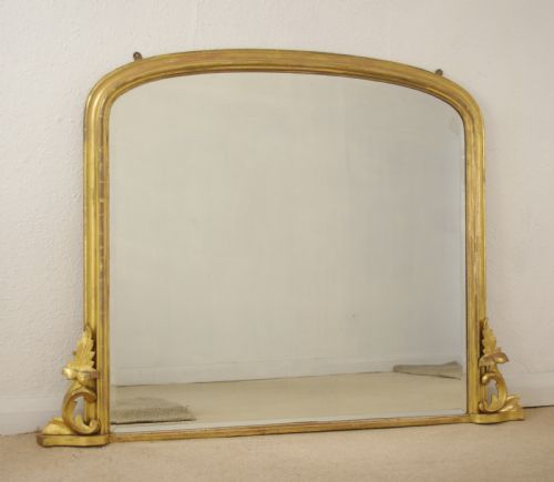 victorian gilt wood arch top overmantle mirror - CATEGORY: ANTIQUE MIRRORS - DATED 1880