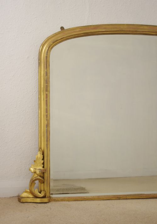 VICTORIAN GILT WOOD ARCH TOP OVERMANTLE MIRROR - ADDITIONAL PHOTO 1
