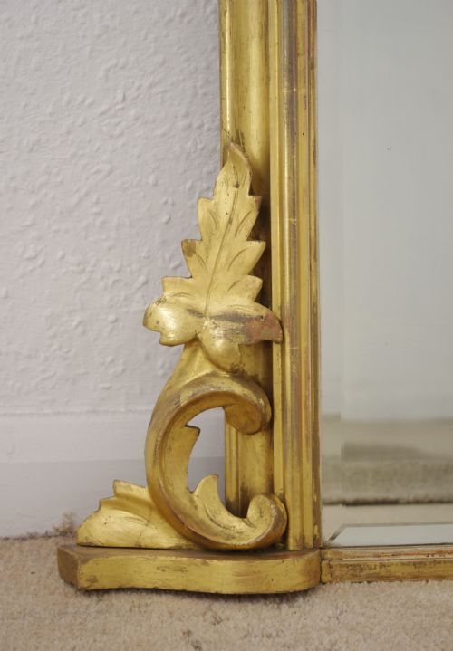 VICTORIAN GILT WOOD ARCH TOP OVERMANTLE MIRROR - ADDITIONAL PHOTO 5
