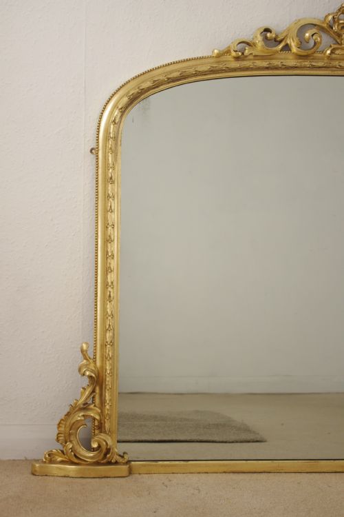 VICTORIAN GILT LARGE ARCH TOP OVERMANTLE MIRROR - ADDITIONAL PHOTO 1