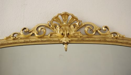 VICTORIAN GILT LARGE ARCH TOP OVERMANTLE MIRROR - ADDITIONAL PHOTO 3